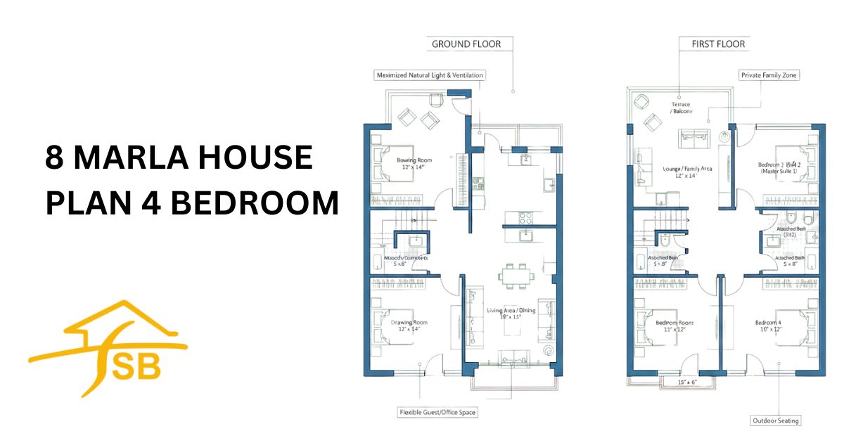 8 Marla House Plan 4 Bedroom